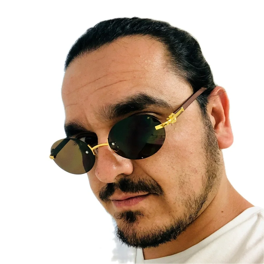 Sunglasses Dark Brown Lens Frameless UV Protection Cholo Buffs Comfortable Gafas